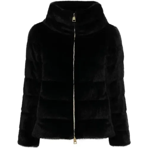 Faux Fur Crater Collar Coat , female, Sizes: 2XS, M, 2XL, S, L, XS - Herno - Modalova