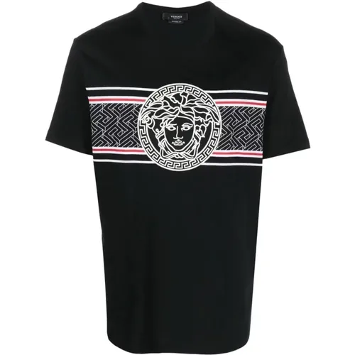 Embroidered Medusa T-Shirt , male, Sizes: S - Versace - Modalova