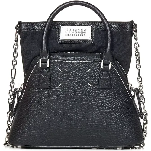 Schwarze Leder-Schultertasche mit Kette - Maison Margiela - Modalova