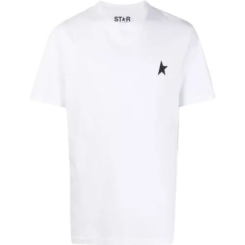 Weißes Star Logo T-Shirt , Herren, Größe: L - Golden Goose - Modalova