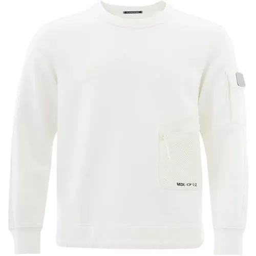 Weißer Basic Rundhalsausschnitt Pullover , Herren, Größe: L - C.P. Company - Modalova