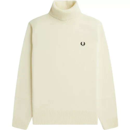 Wool High Neck Turtleneck with Sleeve Details , male, Sizes: XL, L, M - Fred Perry - Modalova