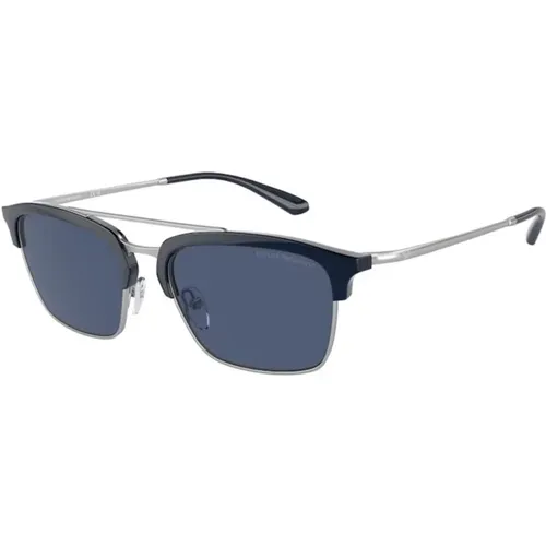 Blaue Rahmen Dunkelblaue Gläser Sonnenbrille , unisex, Größe: 55 MM - Emporio Armani - Modalova