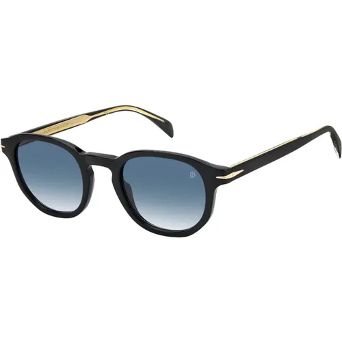 Schwarze/Blau Getönte Sonnenbrille , Herren, Größe: 49 MM - Eyewear by David Beckham - Modalova