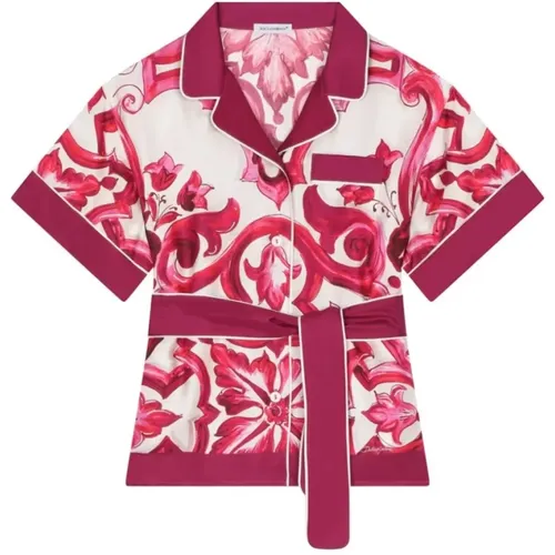 Fuchsia Majolica Print Kinderhemd - Dolce & Gabbana - Modalova