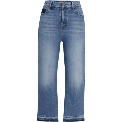 High-Waisted Cropped Jeans in Denim , female, Sizes: W28 - Hugo Boss - Modalova