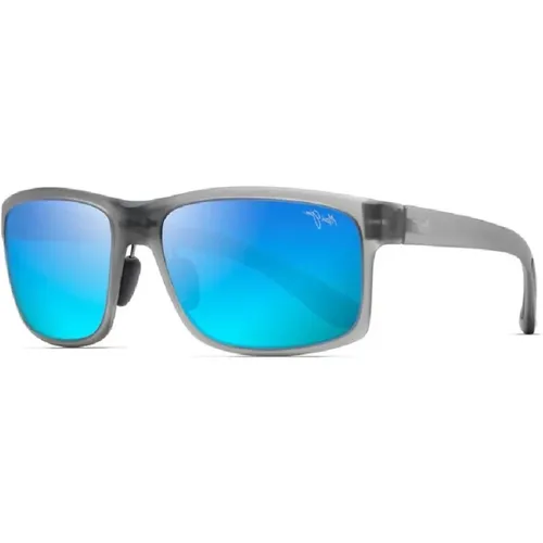 Rechteckige Sonnenbrille in Grau mit blauer polarisierter Linse - Maui Jim - Modalova