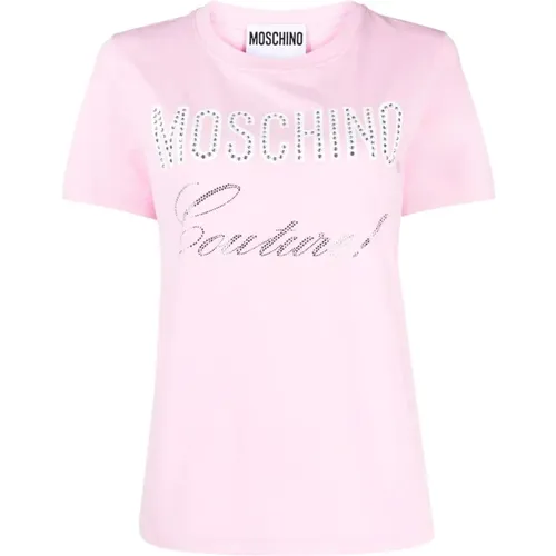 Crystal Embellished T-Shirt for Women , female, Sizes: 3XS, 2XS - Moschino - Modalova