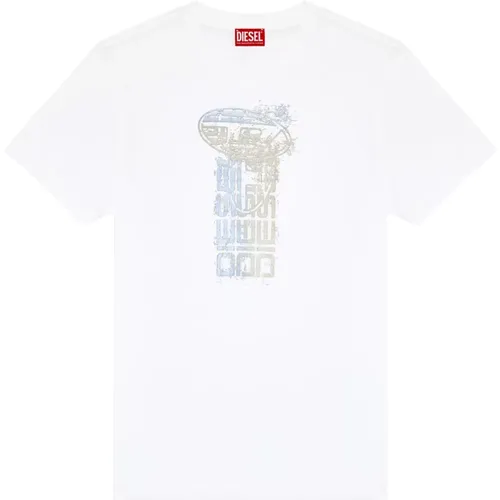 T-Shirt mit Metallic-Logos , Herren, Größe: 2XS - Diesel - Modalova