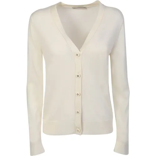 Weiße V-Ausschnitt Cardigan für Frauen , Damen, Größe: XS - TORY BURCH - Modalova