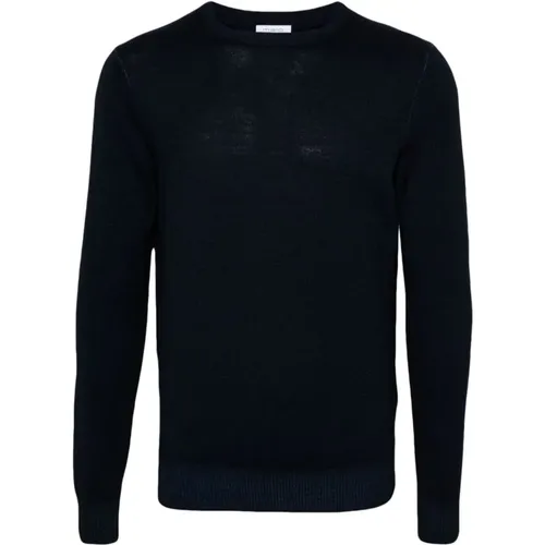 Blauer Woll-Crew-Neck-Pullover , Herren, Größe: L - Malo - Modalova