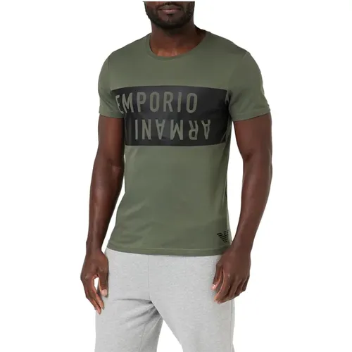 Grünes Logo T-Shirt 100% Baumwolle - Emporio Armani - Modalova