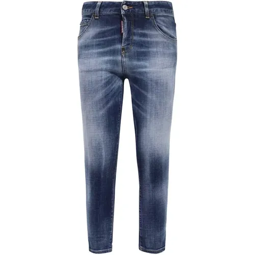 Stylische Cropped Jeans mit Kontrastnähten , Damen, Größe: 2XS - Dsquared2 - Modalova