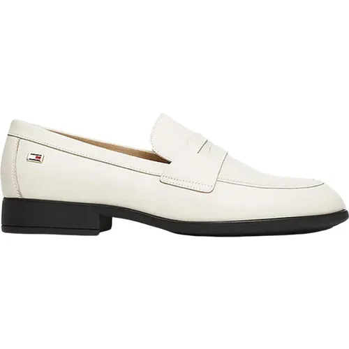 Klassischer Beiger Lederloafer , Damen, Größe: 37 EU - Tommy Hilfiger - Modalova