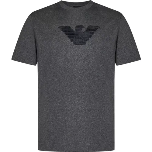 Grey Crew Neck T-Shirt Stylish Design , male, Sizes: L, 2XL, XL, M - Emporio Armani - Modalova