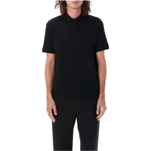 Schwarzes Polo Piquet T-Shirt , Herren, Größe: M - Saint Laurent - Modalova