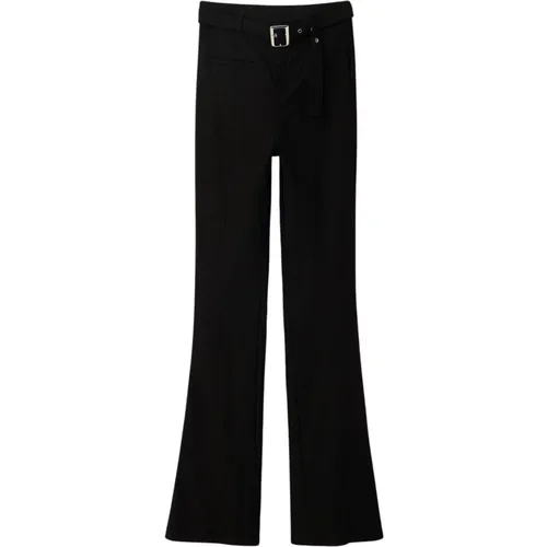 Schwarze Hose mit Reißverschluss für Frauen , Damen, Größe: L - Desigual - Modalova