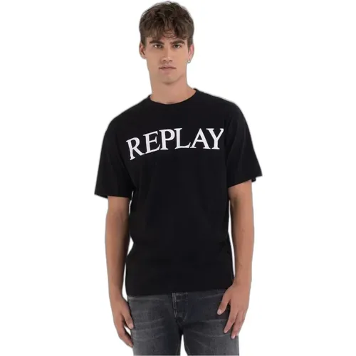 T-Shirts , Herren, Größe: L - Replay - Modalova