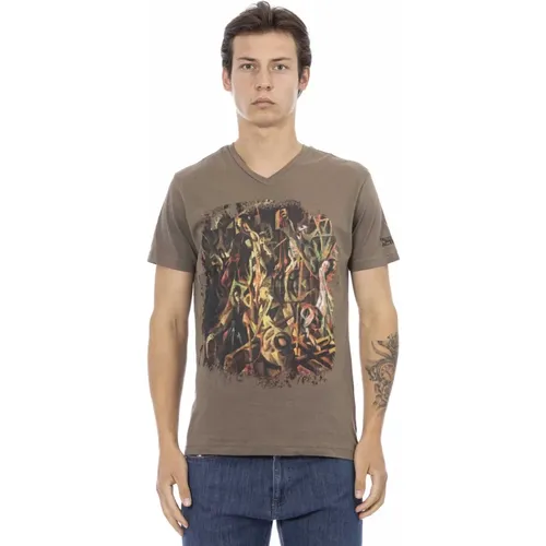 Kurzarm V-Ausschnitt T-Shirt , Herren, Größe: XL - Trussardi - Modalova