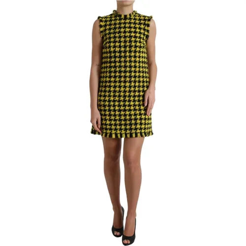 Houndstooth Sleeveless Aline Mini Dress , female, Sizes: XS - Dolce & Gabbana - Modalova