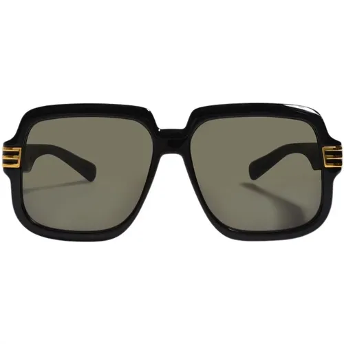 Retro Schwarze Sonnenbrille mit Goldfarbenen Details , Herren, Größe: 59 MM - Gucci - Modalova