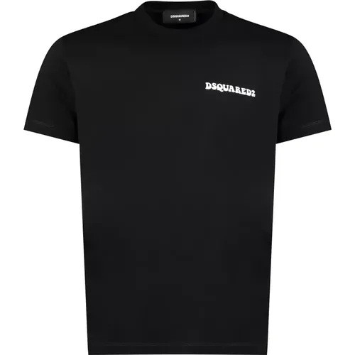 Geripptes Baumwoll-T-Shirt , Herren, Größe: L - Dsquared2 - Modalova