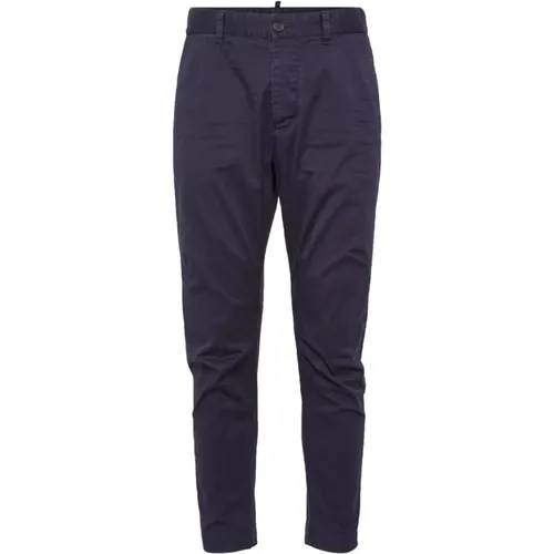 Blaue Chino Hose Slim Fit , Herren, Größe: XS - Dsquared2 - Modalova