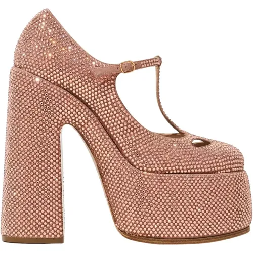 Platform Mary Jane pumps with crystals , female, Sizes: 6 1/2 UK, 5 1/2 UK, 4 UK, 4 1/2 UK, 6 UK - Casadei - Modalova