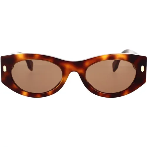 Roma Oval Sunglasses in Havana Acetate , female, Sizes: 52 MM - Fendi - Modalova