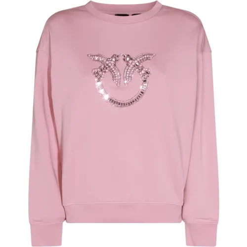 Baumwoll-Sweatshirt mit Logo-Verzierung , Damen, Größe: M - pinko - Modalova