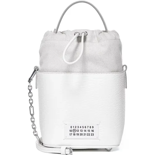 Weiße Eimer Tasche,Luxuriöse Leder-Schultertasche mit Zugband,Schultertasche von - Maison Margiela - Modalova