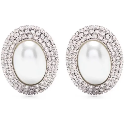 Silberne Ohrringe mit Kristallverzierung , Damen, Größe: ONE Size - Alessandra Rich - Modalova