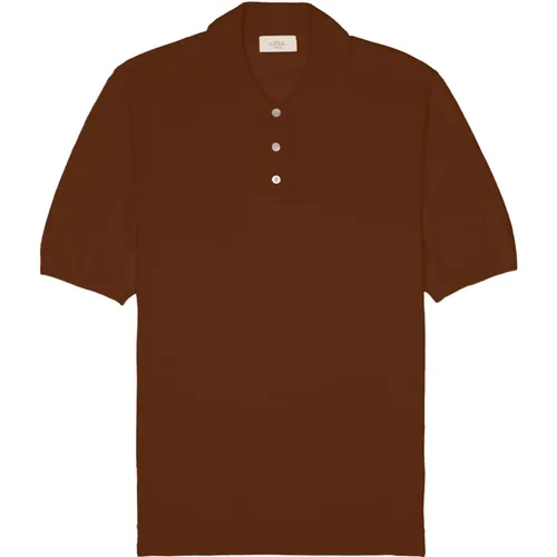 Leinen Baumwolle Tabak Polo Shirt , Herren, Größe: S - Altea - Modalova