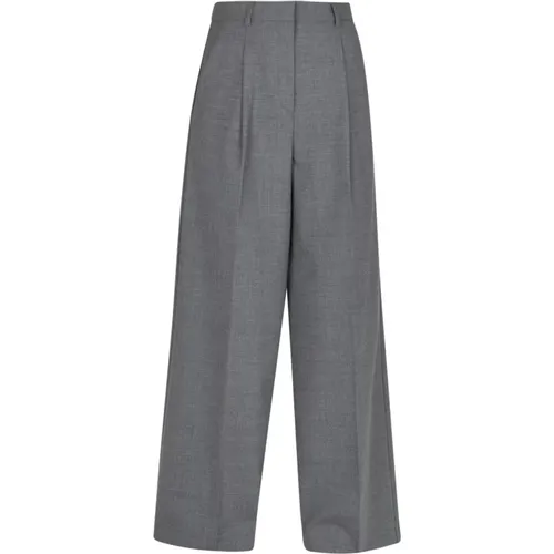 Grey Wool Blend Wide Leg Pants , female, Sizes: XS, L, 2XS, M - Ottod'Ame - Modalova