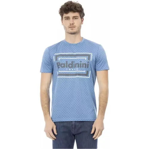 Schickes Hellblaues Baumwoll-T-Shirt , Herren, Größe: M - Baldinini - Modalova