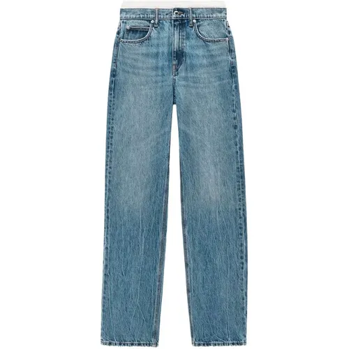 Indigo Denim Whiskering Straight Leg Jeans , Damen, Größe: W25 - alexander wang - Modalova