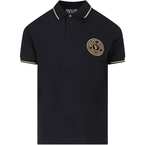 Classic Polo Shirt with Gold Accents , male, Sizes: S - Versace Jeans Couture - Modalova