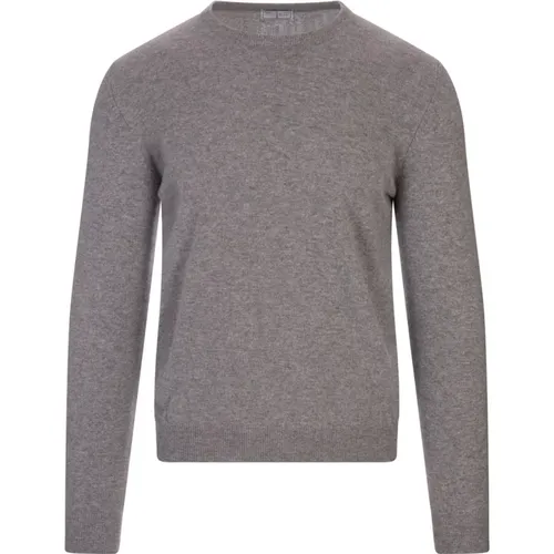 Grey Baby Cashmere Sweater Crew Neck , male, Sizes: XL, M, 4XL, 2XL, 5XL, 3XL, L - Fedeli - Modalova