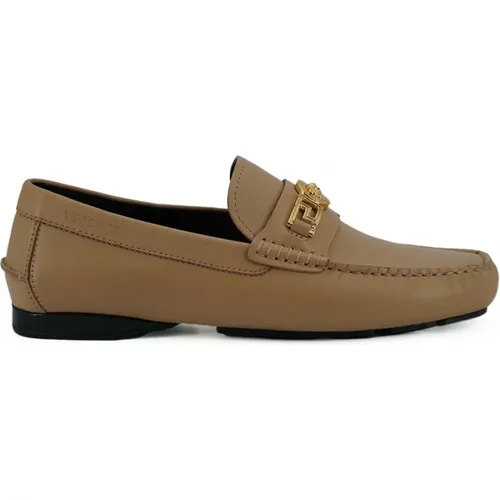 Exquisite Medusa Loafers in Gold Leather , male, Sizes: 7 UK, 10 UK, 6 UK, 9 UK, 8 UK - Versace - Modalova