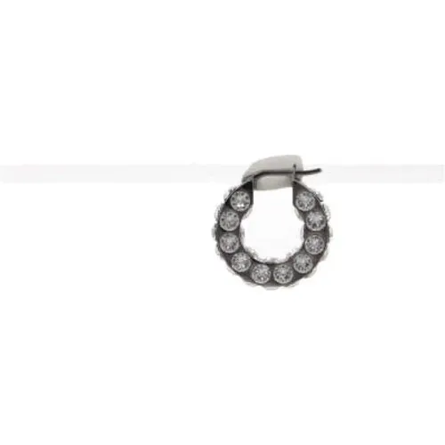 Antique Silver Crystal Hoop Earrings , female, Sizes: ONE SIZE - Amina Muaddi - Modalova