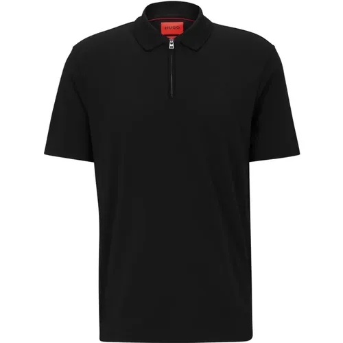 Cotton Blend Polo Shirt with Zipper , male, Sizes: 2XL, M, L, S, XL - Hugo Boss - Modalova