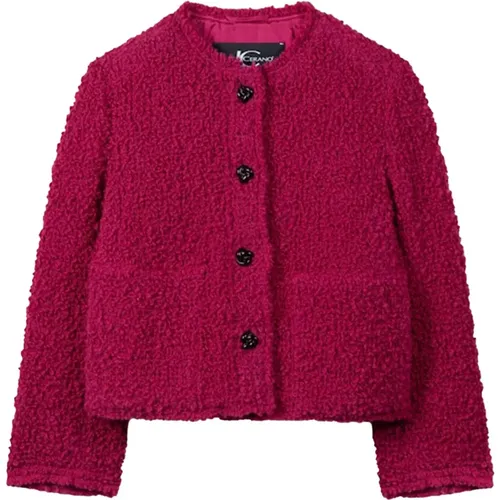 Boucle Tweed Jacke mit Dekorativen Knöpfen , Damen, Größe: L - LUISA CERANO - Modalova