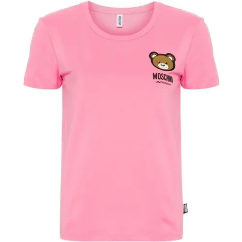 Rosa Teddy Bear Logo T-Shirts und Polos - Moschino - Modalova