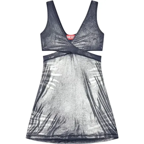 Graues Metallic-Kleid mit Cut-Out , Damen, Größe: M - Diesel - Modalova