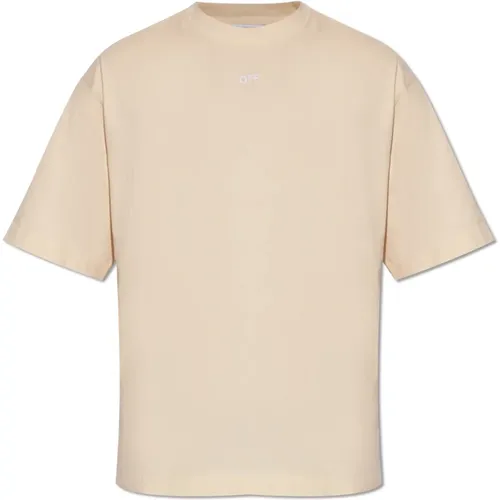 T-Shirt mit Logo , Herren, Größe: L - Off White - Modalova