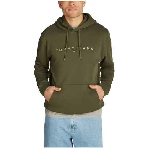 Gold Linear Sweatshirt with Iconic Logo , male, Sizes: S, L, XL - Tommy Hilfiger - Modalova