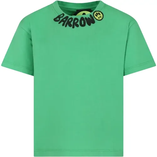 Grünes T-Shirt mit kurzen Ärmeln und Logo - Barrow - Modalova