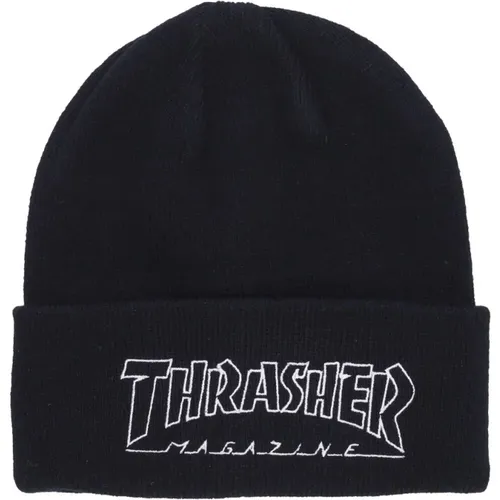 Bestickte Logo Beanie Mütze Schwarz/Weiß - Thrasher - Modalova