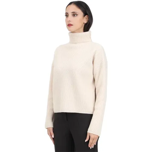 Beiger Rollkragenpullover , Damen, Größe: M - Max Mara - Modalova