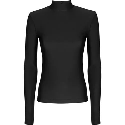 Stretch Lycra T-Shirt with Embroidered Logo , female, Sizes: 2XS, S, L, M, XS - MVP wardrobe - Modalova
